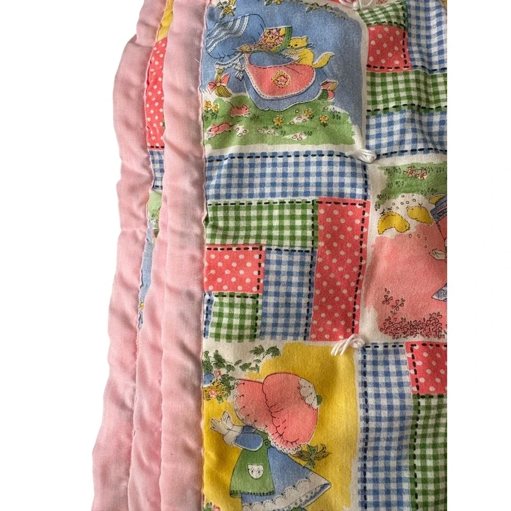 Handmade Children Patchwork Quilt Blanket Pink Nursery Throw 51x42 Baby Toddler